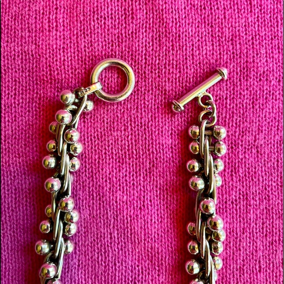 Sterling Silver Barbell Link Choker - Picture 8 of 16